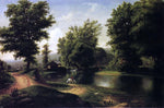  George Hetzel Boy on a White Horse at Edge of Pond - Hand Painted Oil Painting