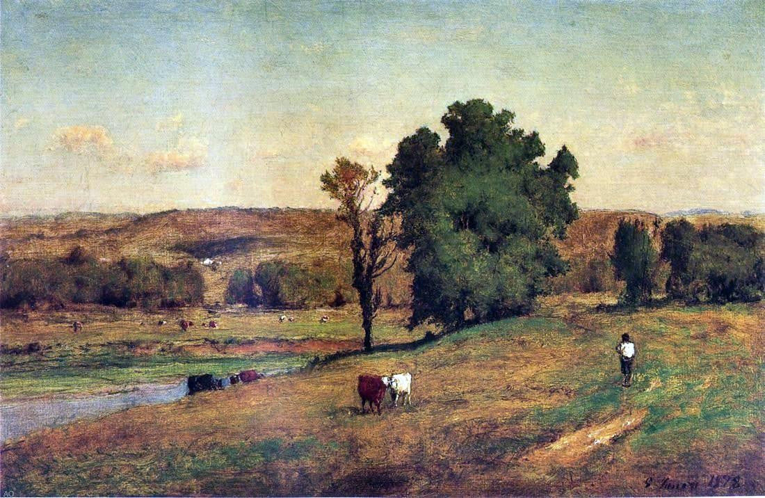 George Inness Landscape with Figure Oil Painting – OilPaintingsForSale.com