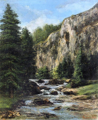  Gustave Courbet Study for "Landscape with Waterfall" - Hand Painted Oil Painting