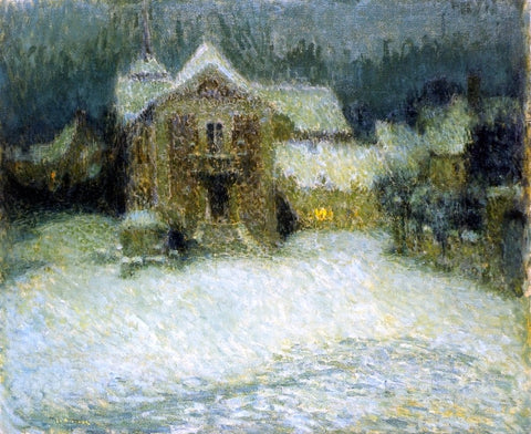  Henri Le Sidaner A Plaza in the Snow at Gerberoy - Hand Painted Oil Painting