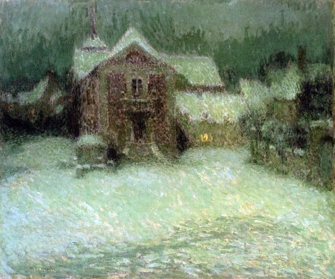 Henri Le Sidaner Plaza Under Snow, Gerberoy - Hand Painted Oil Painting