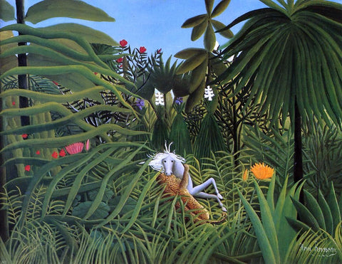  Henri Rousseau Horse Attacked by a Jaguar - Hand Painted Oil Painting