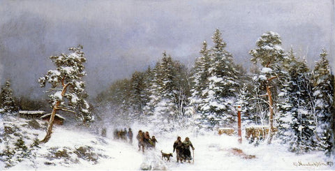  Hjalmar Munsterhjelm A Wintery Walk - Hand Painted Oil Painting