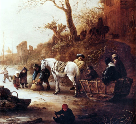  Isaac Van Ostade A Canal in Winter [detail #1] - Hand Painted Oil Painting