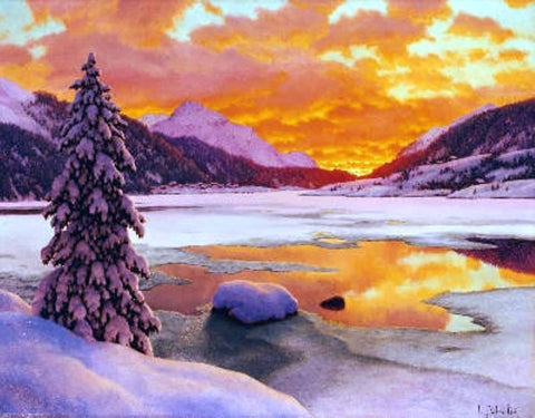  Ivan Fedorovich Choultse Winter in the Engadines - Hand Painted Oil Painting