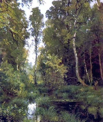  Ivan Ivanovich Shishkin Overgrown Pond on Edge of Forest, Siverskaya - Hand Painted Oil Painting