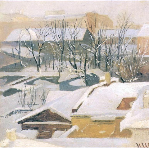  Ivan Ivanovich Shishkin Town's Roofs in Winter - Hand Painted Oil Painting