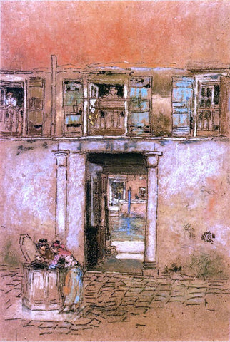  James McNeill Whistler Courtyard and Canal - Hand Painted Oil Painting