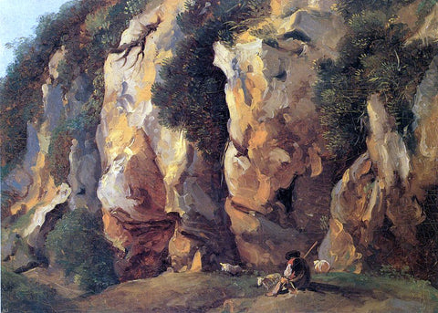  Jean-Antoine Constantin Rocky Cliff with Shepherd and Sheep - Hand Painted Oil Painting