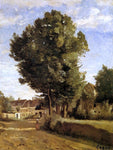  Jean-Baptiste-Camille Corot A Village near Beauvais - Hand Painted Oil Painting