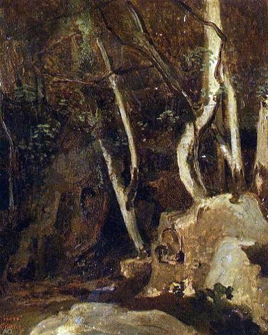  Jean-Baptiste-Camille Corot Civita Castellana, Rocks with Trees - Hand Painted Oil Painting