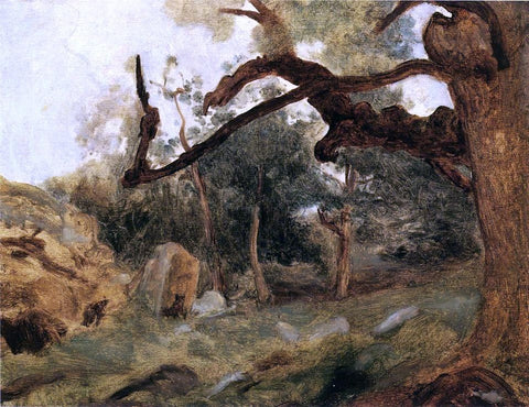  Jean-Baptiste-Camille Corot L'Arbre Tordu, Les Chenes du Mont Usey, Fontainebleau - Hand Painted Oil Painting