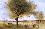  Jean-Baptiste-Camille Corot Pond with a Large Tree - Hand Painted Oil Painting