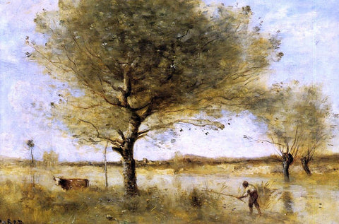  Jean-Baptiste-Camille Corot Pond with a Large Tree - Hand Painted Oil Painting