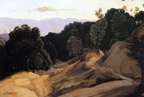  Jean-Baptiste-Camille Corot Road through Wooded Mountains - Hand Painted Oil Painting