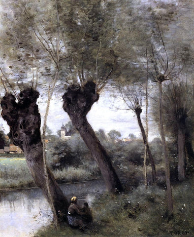 Jean-Baptiste-Camille Corot Saint-Nicholas-les-Arras; Willows on the Banks of the Scarpe - Hand Painted Oil Painting