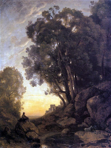  Jean-Baptiste-Camille Corot The Italian Goatherd, Evening - Hand Painted Oil Painting