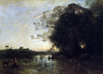  Jean-Baptiste-Camille Corot The Swamp by the Large Tree with a Goatherd - Hand Painted Oil Painting