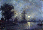  Johan Barthold Jongkind Holandaise Landscape with Docked Boat - Hand Painted Oil Painting