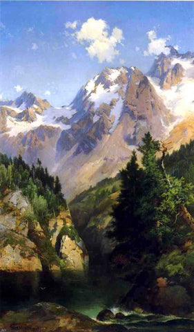 John Ferguson Weir A Rocky Mountain Peak, Idaho Territory - Hand Painted Oil Painting