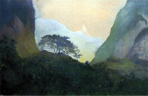  John La Farge Landscape, Evening, Tahiti, Pass and Peak of Vaiaroa, Taiarapu - Hand Painted Oil Painting