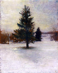  John La Farge Snow, Sketch: Hillside with Cedars, Evening - Hand Painted Oil Painting