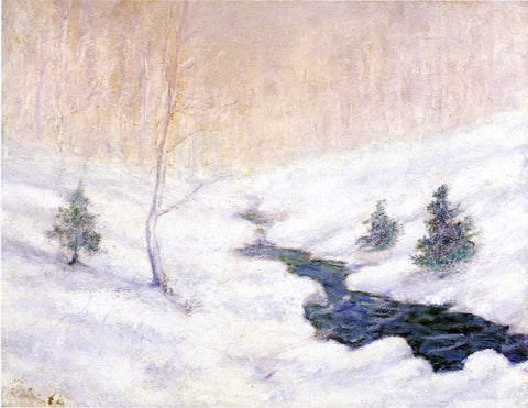 John Twachtman Woodland Stream in a Winter Landscape - Hand Painted Oil Painting