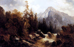  Josef Thoma A Mountainous River Landscape - Hand Painted Oil Painting