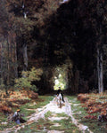   Jules Joseph Augustin Laurens Equestrienne on a Wooded Lane - Hand Painted Oil Painting