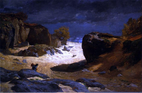   Jules Joseph Augustin Laurens The Chemin des Sables at Fountainebleau, Storm Effect - Hand Painted Oil Painting