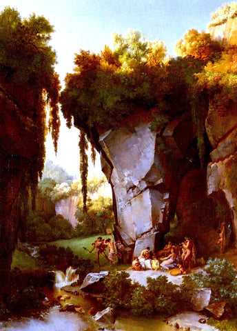  Lancelot Theodore Turpin Craggy Landscrape With Bacchanal - Hand Painted Oil Painting