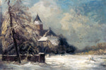  Louis Apol A Church In A Snow Covered Landscape - Hand Painted Oil Painting