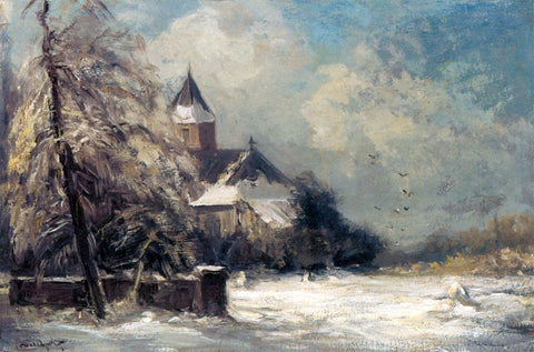  Louis Apol A Church In A Snow Covered Landscape - Hand Painted Oil Painting