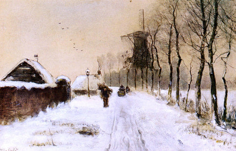  Louis Apol Wood Gatherers On A Country Lane In Winter - Hand Painted Oil Painting