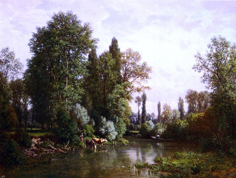  Louis Hector Pron La Seine - Hand Painted Oil Painting