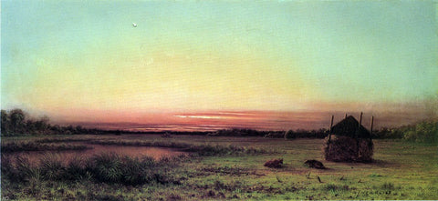  Martin Johnson Heade Marsh Scene: Two Cattle in a Field - Hand Painted Oil Painting