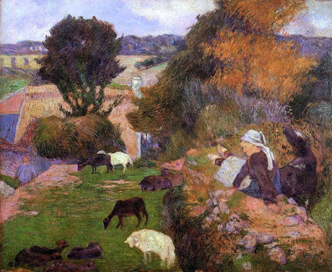  Paul Gauguin A Breton  Shepherdess - Hand Painted Oil Painting