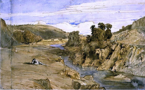  Paul Huet Riverbank, Saint-Thomas near Bort-les-Orgues - Hand Painted Oil Painting