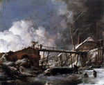  Philips Wouwerman Winter Landscape with Wooden Bridge - Hand Painted Oil Painting