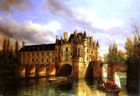  Pierre Justin Ouvrie Le Chateau de Chenonceau - Hand Painted Oil Painting