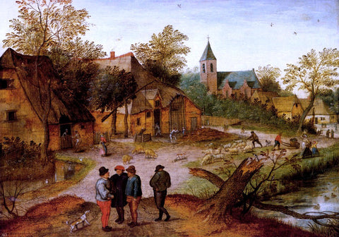  The Younger Pieter Brueghel A Village Landscape With Farmers - Hand Painted Oil Painting
