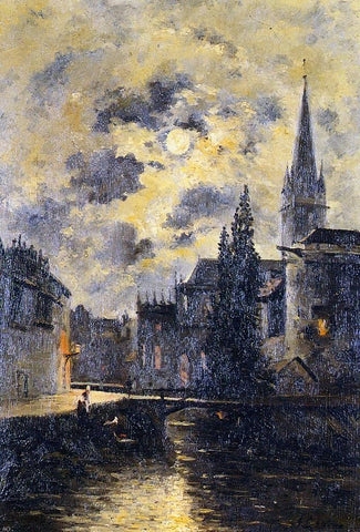  Stanislas Lepine A Moonlit Canal - Hand Painted Oil Painting