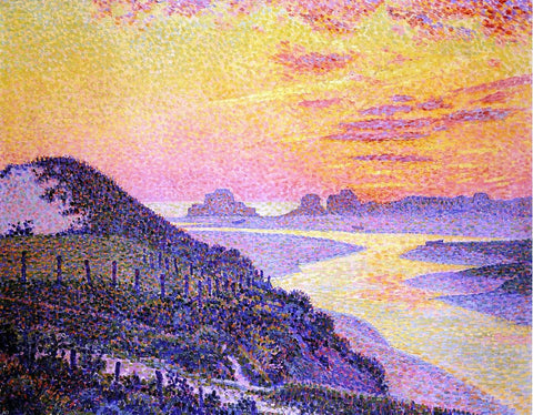  Theo Van Rysselberghe Sunset at Ambletsuse, Pas-de-Calais - Hand Painted Oil Painting