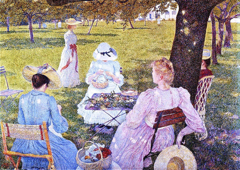  Theo Van Rysselberghe A Family in an Orchard - Hand Painted Oil Painting