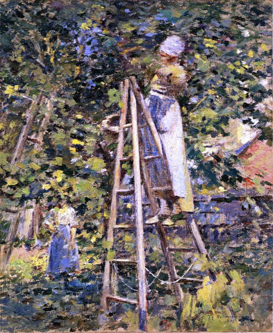 Theodore Robinson Gathering Plums - Hand Painted Oil Painting