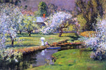  Theodore Wendel Lady with Parasol by Stream - Hand Painted Oil Painting