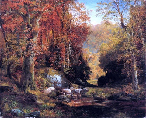  Thomas Moran Cresheim Glen, Wissahickon, Autumn - Hand Painted Oil Painting
