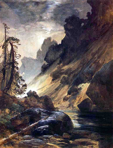  Thomas Moran Moonlight, Devil's Den - Hand Painted Oil Painting