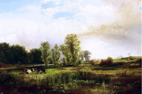  Thomas Moran Summer Landscape with Cows - Hand Painted Oil Painting