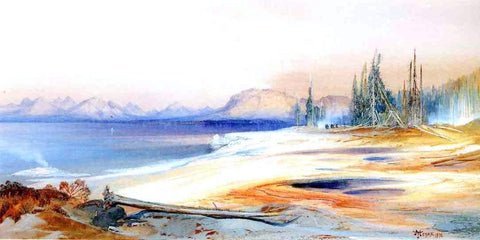  Thomas Moran The Yellowstone Lake with Hot Springs - Hand Painted Oil Painting